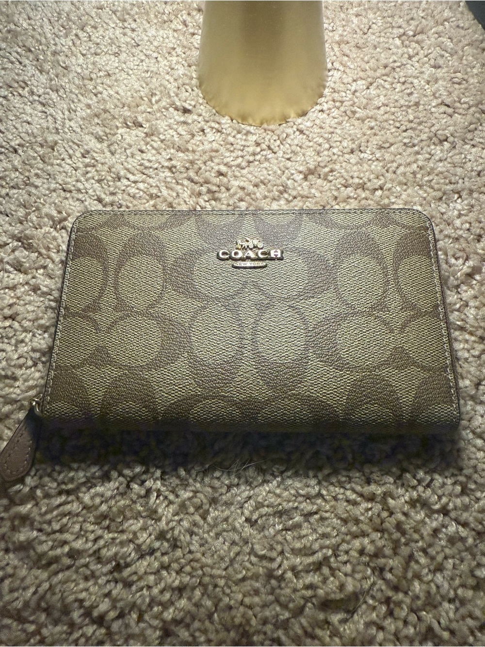 Coach Zip-Around Full Size Wallet in Khaki Signature Print
